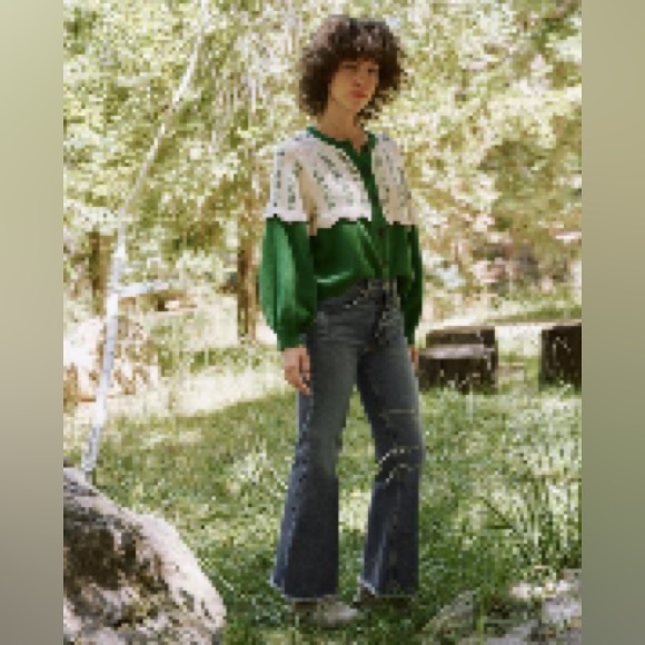 The Great. Scalloped Sophomore Cardigan Green Size 0 - Picture 2 of 4